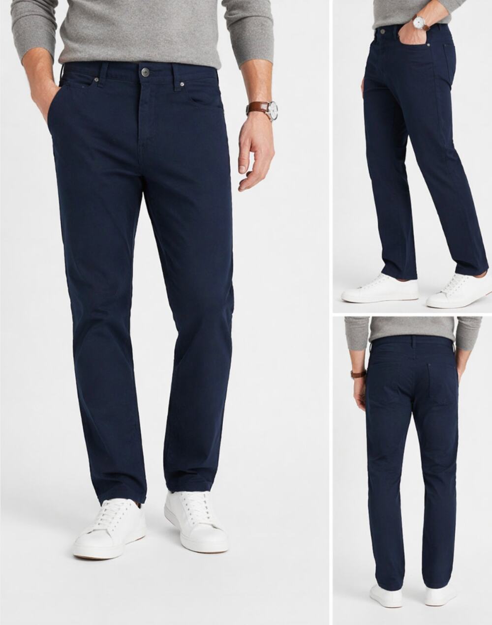 Amazon Essentials Navy Slim Fit 5 Pocket Pants Casual Stretch Chino Men’s 38x34